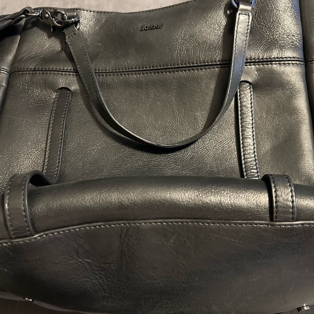 Botkier New York Black Large Tote Nylon Vegan Leather Trim Zipper Shoulder Bag